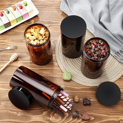 SATINIOR 12 Pack Plastic Container Jars with Lids Round Clear Travel Cosmetic Container Jars for Toiletries, Lotion, Cream, Ointments, Makeup, Rhinestone, Samples, Kitchen Storage(32 oz,Amber)