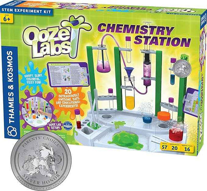 Thames & Kosmos Ooze Labs Chemistry Station Science Experiment Kit, 20 Non-Hazardous Experiments Including Safe Slime, Chromatography, Acids, Bases & More, Multi-Color