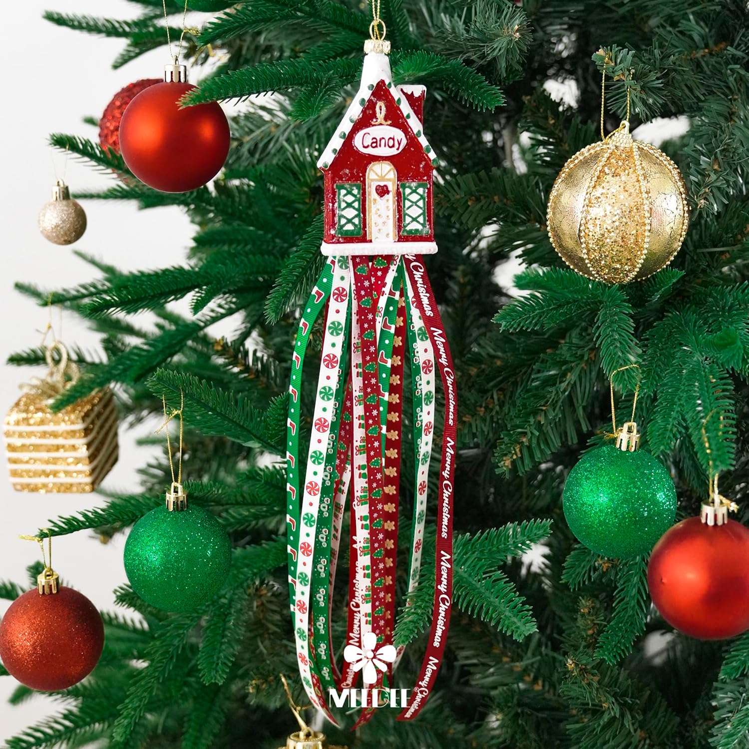 MEEDEE 3/8 inch 100 Yards Assorted Christmas Ribbon - Pack of 20 in Red, Green & White - Mix Grosgrain & Double Face Satin Ribbon for Holiday Décor, Gift Wrapping, Xmas Wreath Bow or Crafting Project - Crafty Corner