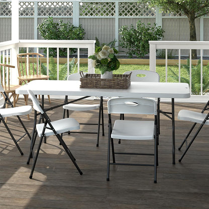 COSCO 6 Foot Blow Molded Folding Table, White