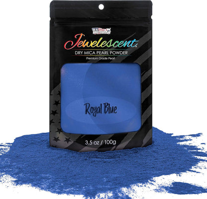 U.S. Art Supply Jewelescent Mica Pearl Pigment Powder, Royal Blue 3.5 oz (100g) Pouch - Cosmetic Grade, Epoxy Resin Color Pigment, Mica Powder for Resin, Soap, Slime, Candle Dye, Art, Crafts