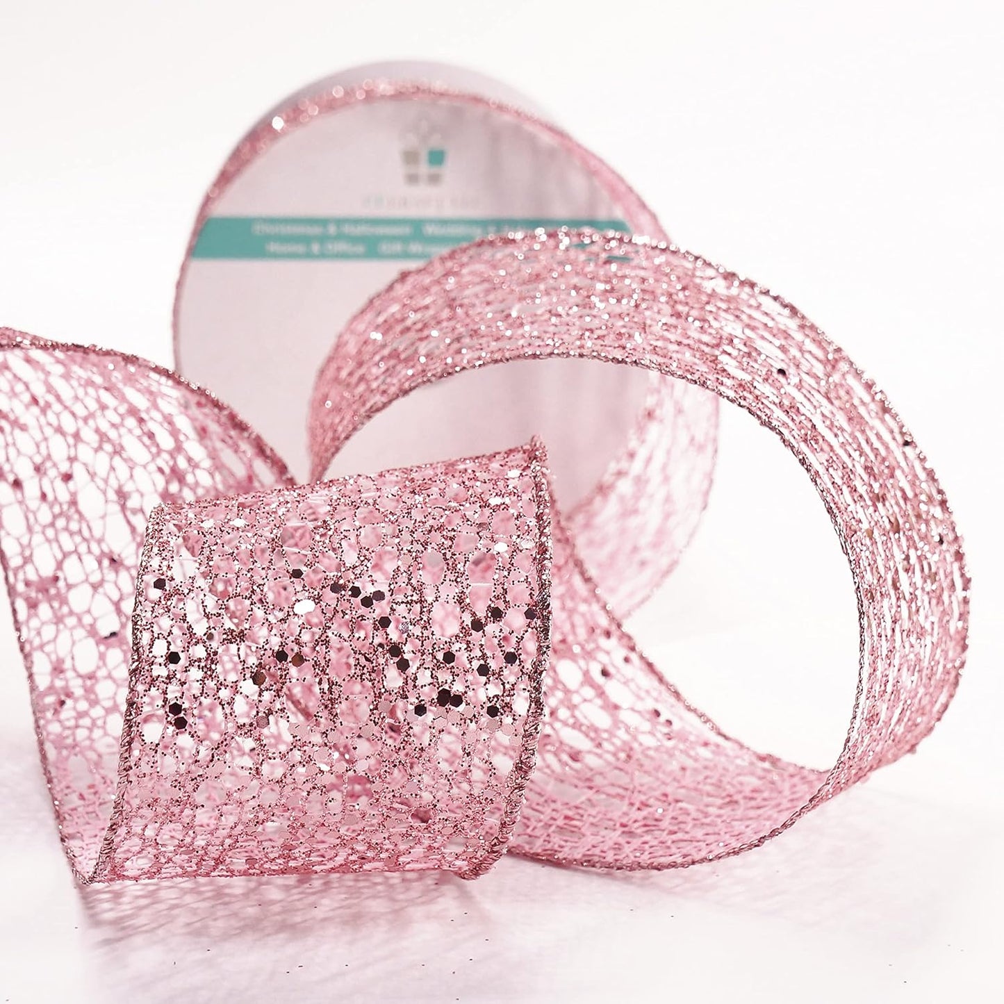 CT CRAFT LLC Sparkling Glitter Mesh Wired Ribbon 2.5" x 10 Yards Rose Gold for Christmas Home Decor Bow Gift Wrapping DIY Crafts Wreath - Crafty Corner