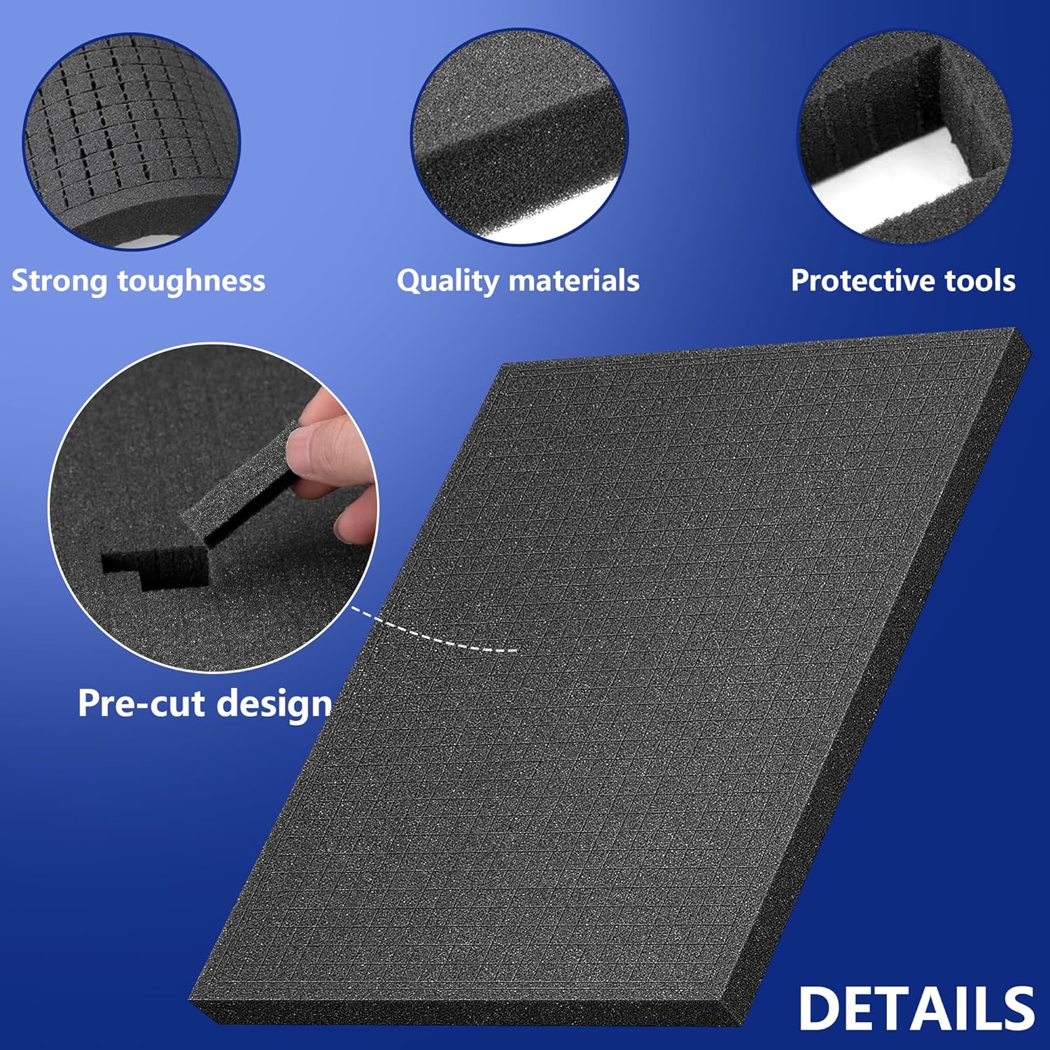 DECOHS 6 Pcs Pick Apart Foam Inserts- 2 Size Pick and Pluck Foam Sheets- Pluck Pre Cubed Foam Pads for Toolbox Game Box Cases Camera Storage Drawer - Crafty Corner