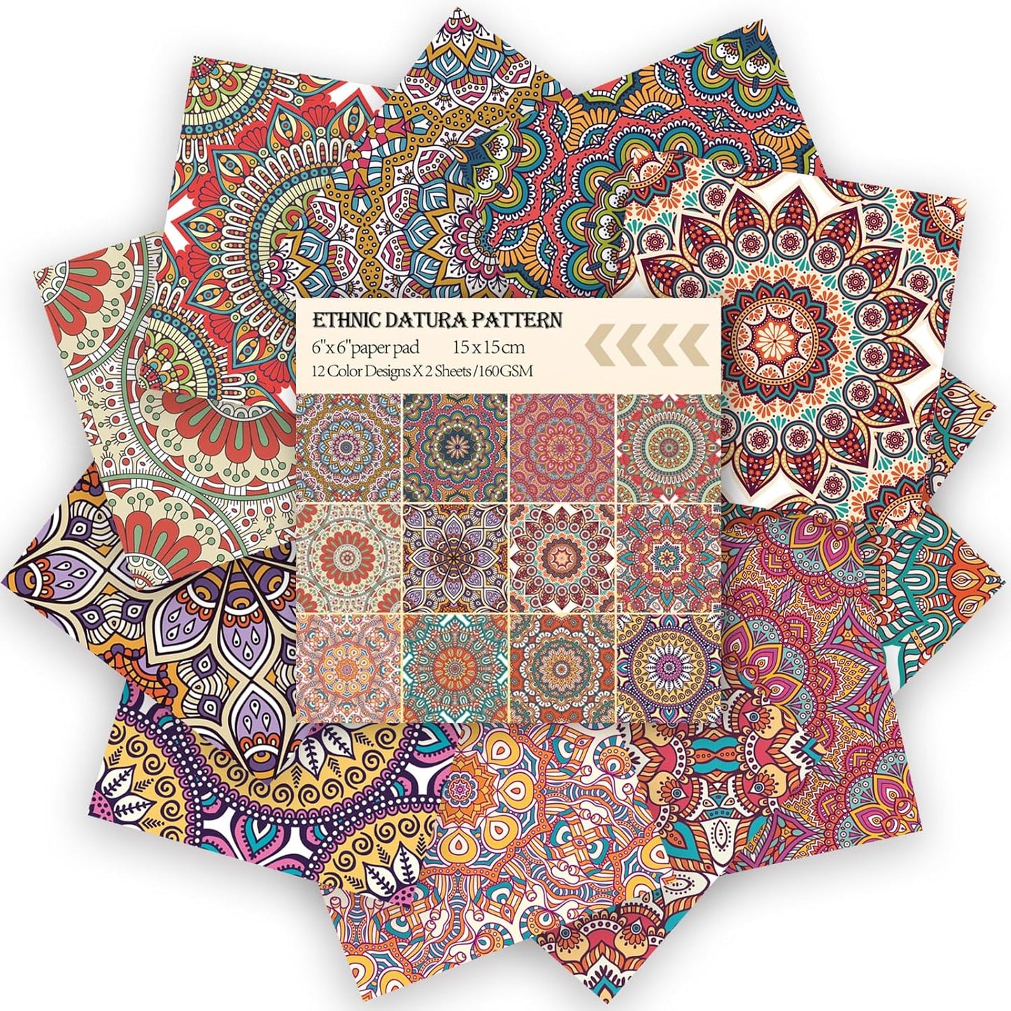 24 Sheets 12 Designs Scrapbook Paper Pad,6"×6” Single-Sided Decopodge Craft Cardstock Paper,Scrapbooking DIY Decorative Background Cardmaking Supplies.Datura - Crafty Corner