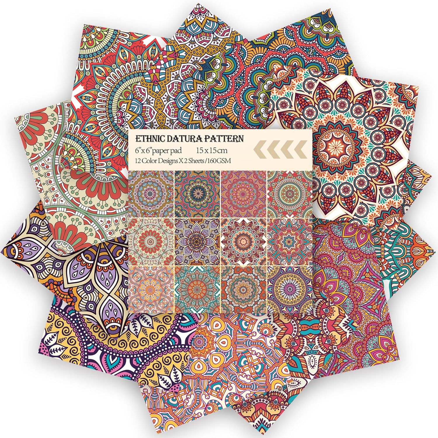 24 Sheets 12 Designs Scrapbook Paper Pad,6"×6” Single-Sided Decopodge Craft Cardstock Paper,Scrapbooking DIY Decorative Background Cardmaking Supplies.Datura - Crafty Corner