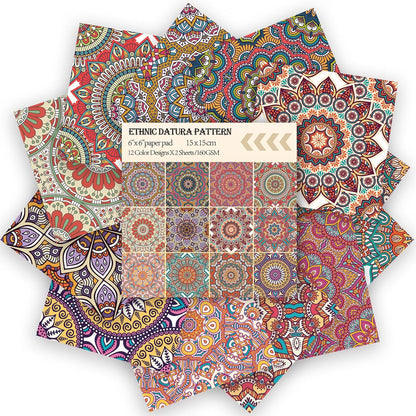 24 Sheets 12 Designs Scrapbook Paper Pad,6"×6” Single-Sided Decopodge Craft Cardstock Paper,Scrapbooking DIY Decorative Background Cardmaking Supplies.Datura - Crafty Corner