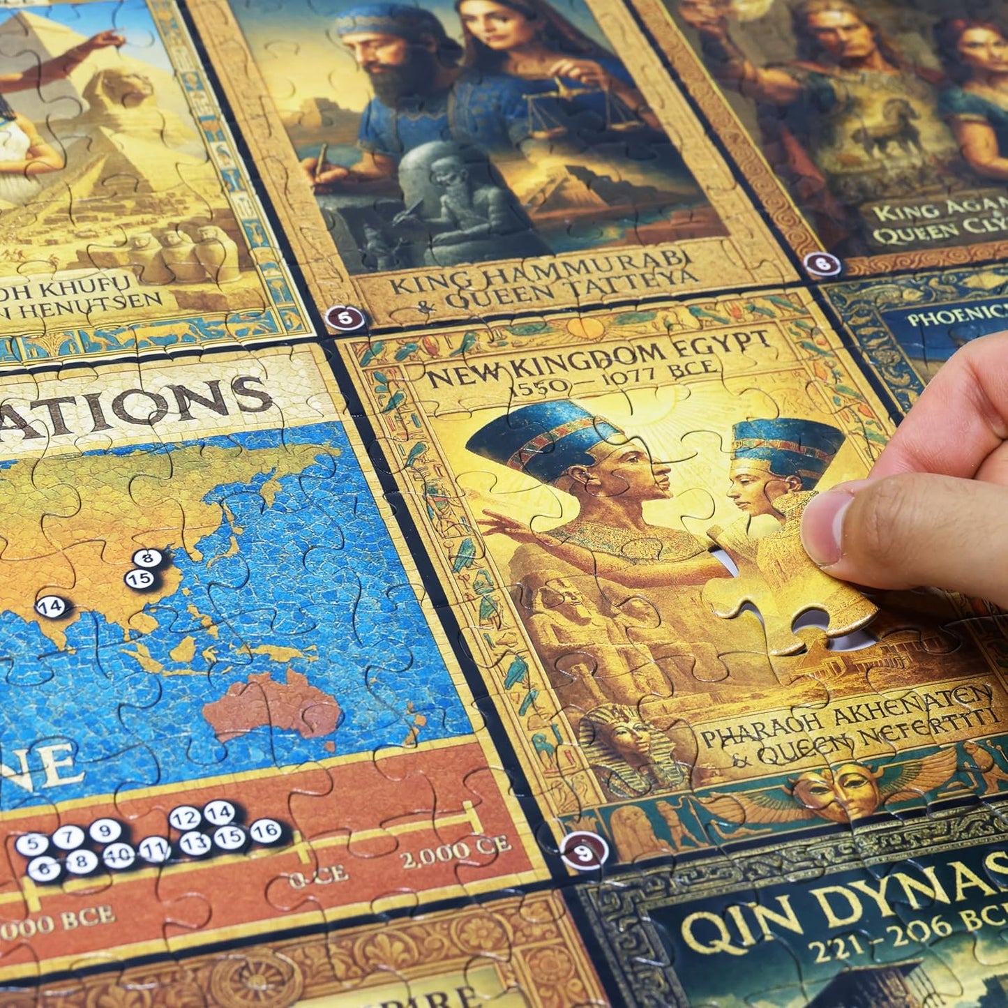 Think2Master Ancient Civilizations World History Jigsaw Puzzle 500 Pieces Large Format for Kids 12+, Teens, Adults & Families. Great Gift. Historical Timeline & World Map. Size: 26.8” X 18.9”