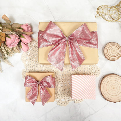 CT CRAFT LLC Glitter Wired Ribbon 1.5" x 10 Yards Rose Gold for Christmas Home Decor Bow Gift Wrapping DIY Crafts Wreath - Crafty Corner