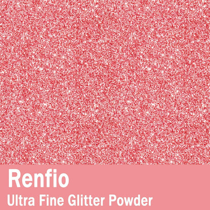 Renfio Ultra Fine Glitter Powder Metallic Resin Glitter 2.11 Oz (60g) PET Flakes Crafts Sequins 1/128" 0.008" 0.2mm Epoxy Chips Flakes for Tumblers Slime Roses Decoration - Carmine