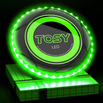 TOSY Flying Disc - 16 Million Colors RGB or 36 LEDs, Extremely Bright, Smart Modes, Camping Essentials for Teens/Kids/Adults/Men/Boys/Girls, Auto Light Up, Rechargeable, Waterproof, 175g
