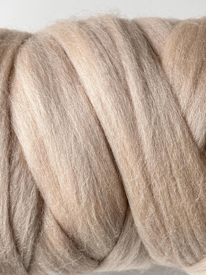 Cream Beige Wool Roving, 8 OZ. Best Wool for Needle Felting, Wet Felting, Handcrafts and Spinning