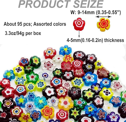 EDFLIFE FlaEDFLIFE Flat Glass Millefiori for Mosaic Making Supplies, Mosaic Tiles for Crafts with Assorted Flower Glass Tiles, Mosaic Kits for Adults DIY Decorations, No Hole (Flower Pattern)