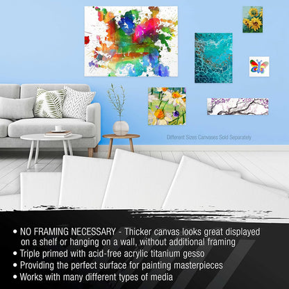 U.S. Art Supply X-Large Stretched Canvas for Painting 30x30 inch Gallery Depth 1-1/2" Thick, 2-Pack - 12oz Acrylic Gesso Triple Primed, Professional Artist Quality, 100% Cotton - Oil, Pouring Paint