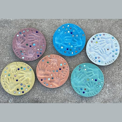 DIY Stepping Stone Kit with Color Pigment, Handprint Stepping Stone, Mother's Day Gift, Footprint Stepping Stone (10 Inch, Green)