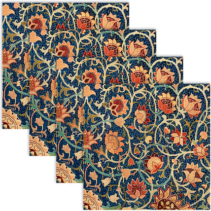 Quera 50 Pack William Morris Cocktail Napkins Vintage Floral Blue Paper Napkins Disposable Dessert Dinner Baby Shower Party Supplies Napkins Decorative -5 X 5 Inches
