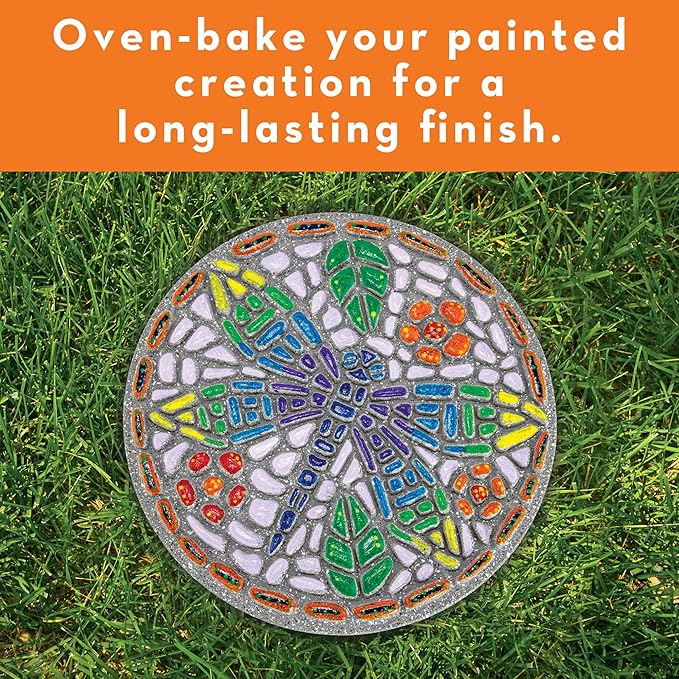 MindWare Paint Your Own Stepping Stone: Dragonfly - Paint Your Own Stepping Stones for Kids Craft Kit Includes Paint, Brushes and Instructions