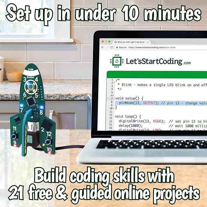 Code Rocket Coding Toy for Kids 8+. Girls & Boys Learn Typed C++ Programming with Circuits. 20+ Space-Themed Projects Teach Code Hands-On. All-Inclusive Coding Game for Kids Ages 8-12+ & Teens