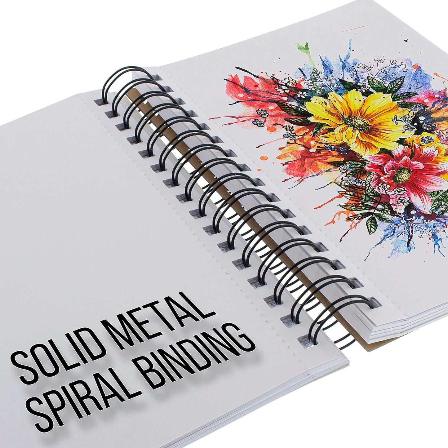 U.S. Art Supply 5.5"x8.5" Mixed Media Sketchbook, 2 Pack (60 Sheets), 98 lb (160 GSM) - Spiral-Bound Pad with Perforated Acid-Free Paper - Artist Sketch Book for Drawing, Painting, Watercolor - Crafty Corner