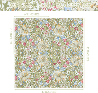 William Morris Party Napkins, 40PCS Greenery Floral Paper Napkins Disposable, Golden Lily White Green Wildflowers Party Supplies for Wedding Bridal Shower Theme Birthday Party Decorations 6.5 Inch