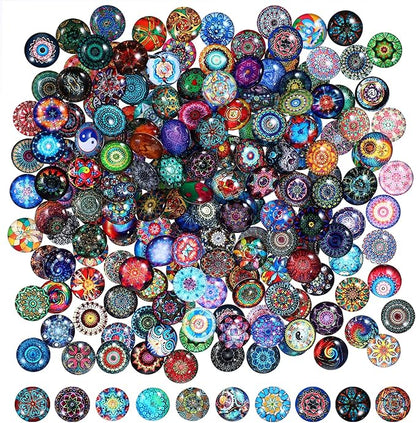 Operitacx 200pcs Mosaic Tiles for Crafts, Assorted Color Round Glass Tiles, Mosaic Pieces Glass Gems for Crafts DIY Mosaic Decor Home Decor 14mm