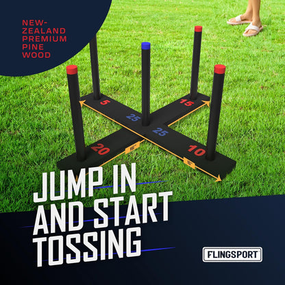 Ring Toss Game, Incl. 6 Double Beaded Rings & Carry Case Outdoor Lawn Games for Kids, Adults & Family, Backyard Camping Sports Activities, Best Party Gifts for Teens, Boys & Girls Ages 8-12+ Years Old