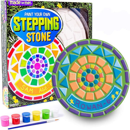 Made By Me Mosaic Stepping Stone, DIY Custom Name Garden Stone, Great Spring & Summer Painting Activity, Arts & Crafts Kit for Kids Ages 5-9