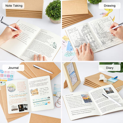 feela 15 Pack Blank Kraft Notebooks, Unlined Sketchbook Note Pad Travel Journal for Drawing Doodling Writing, Journal Bulk For Women Kids Students Office School Supplies, A5, 60 Pages, 8.3” X 5.5” - Crafty Corner