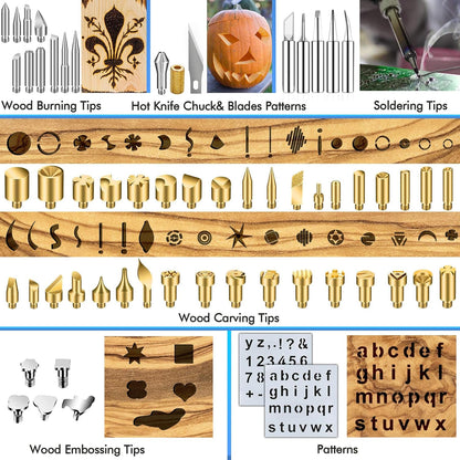 137PCS Wood burning Kit, DIY Creative Tool Set Soldering Woodburning Pen with Adjustable Temperature and Wood Piece for Embossing Carving Tips - Crafty Corner
