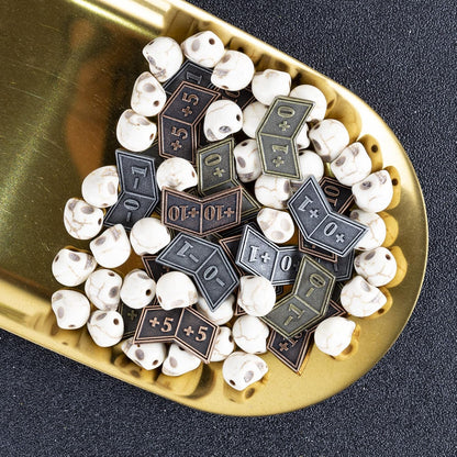 45 Pieces Antique Metal Buff Counter Tokens Magic The Gathering Token Creature Stats or Loyalty Counters for MTG CCG Card Gaming Accessories with Velvet Bag