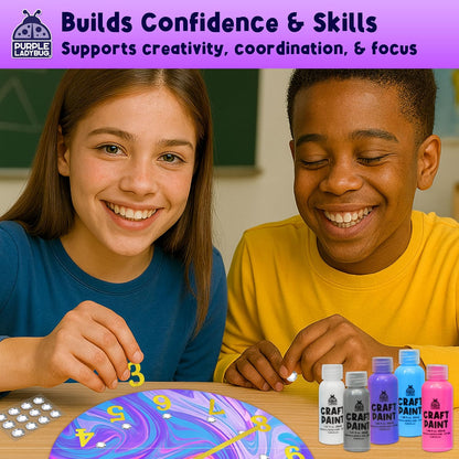 Paint Pouring DIY Clock Kit - Complete Decorate & Painting Kit for Kids 6-8 - Creative Arts & Crafts for Girls Age 10-12 - Christmas Boys & Girls Gifts 8-12 Years Old - Tween & Teen Girl Gifts Ideas - Crafty Corner