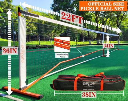 Zdgao Pickleball Set with Net for Driveway, 22 FT Regulation Size Pickle Ball Net Set with Pickleballs, Court Markers and Carry Bag, Steady Metal Frame for Outdoor, Indoor Court