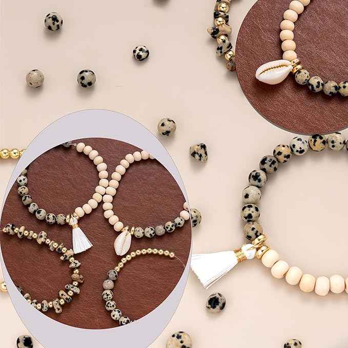 Xylise Jewelry Making Supplies Kit Natural Stone Beads for Irregular Natural Stone with for DIY Craft Bracelet Necklace Earrings for Adults (Variegated)