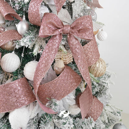 HUIHUANG Rose Gold Glitter Wired Ribbon for Christmas Tree 2.5 inch Rose Gold Diamond Mesh Ribbon for Tree Decoration, Wreaths, Garland, Gift Wrapping, Bows Making, Home Decor -10 Yards - Crafty Corner
