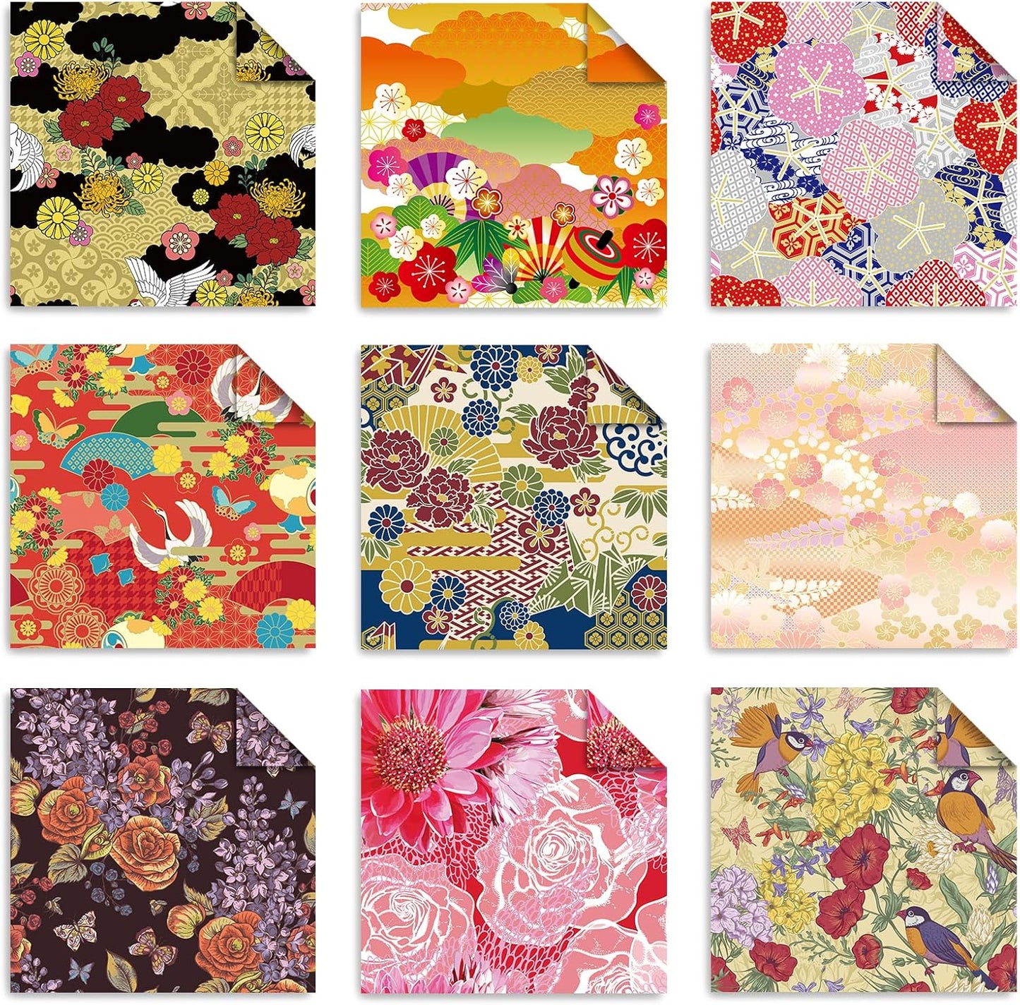 Origami 6x6 Paper Kit 150 Sheets 150 Vivid Colors Double Sided Same Printed Traditional Patterns Square for Arts Crafts Projects Japan Traditional Chiyo.Ethnic Flowers - Crafty Corner