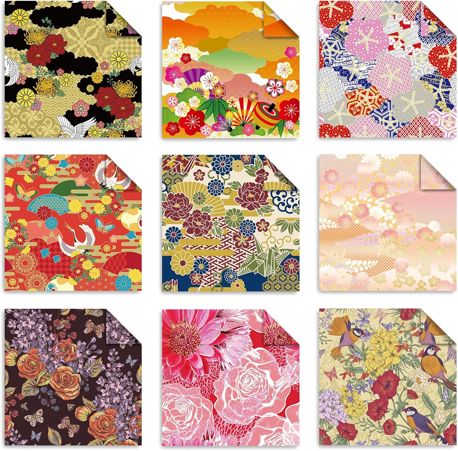 Origami 6x6 Paper Kit 150 Sheets 150 Vivid Colors Double Sided Same Printed Traditional Patterns Square for Arts Crafts Projects Japan Traditional Chiyo.Ethnic Flowers - Crafty Corner