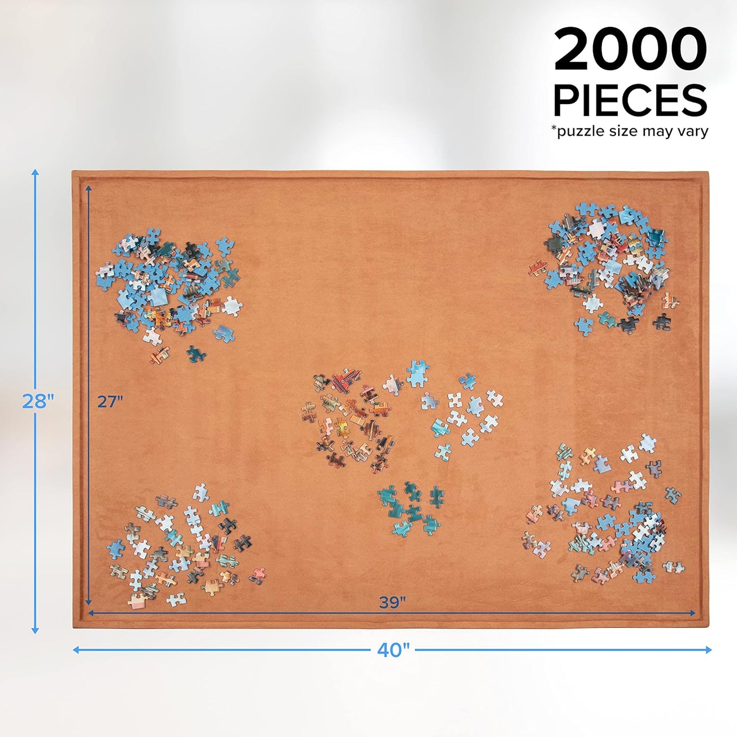 Jumbl 2000-Piece Puzzle Board with Sorting Trays | Lightweight, Portable Jigsaw Puzzle Assembly Tray with Non-Slip Felt Surface, Edged Border & Extra Large Workspace | Table Measures 27” x 39”