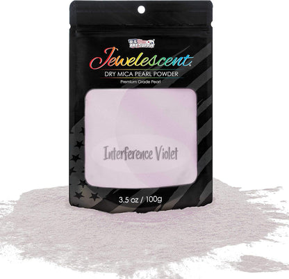 U.S. Art Supply Jewelescent Mica Pearl Pigment Powder, Interference Violet 3.5 oz (100g) Pouch - Cosmetic Grade, Epoxy Resin Color Pigment, Mica Powder for Resin, Soap, Slime, Candle Dye, Art, Crafts