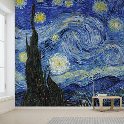 wall26 Starry Night by Vincent Van Gogh Dutch Impressionism 20th Century Artist Peel and Stick Large Wall Mural, Removable Wallpaper, Home Decor - 132x120 inches