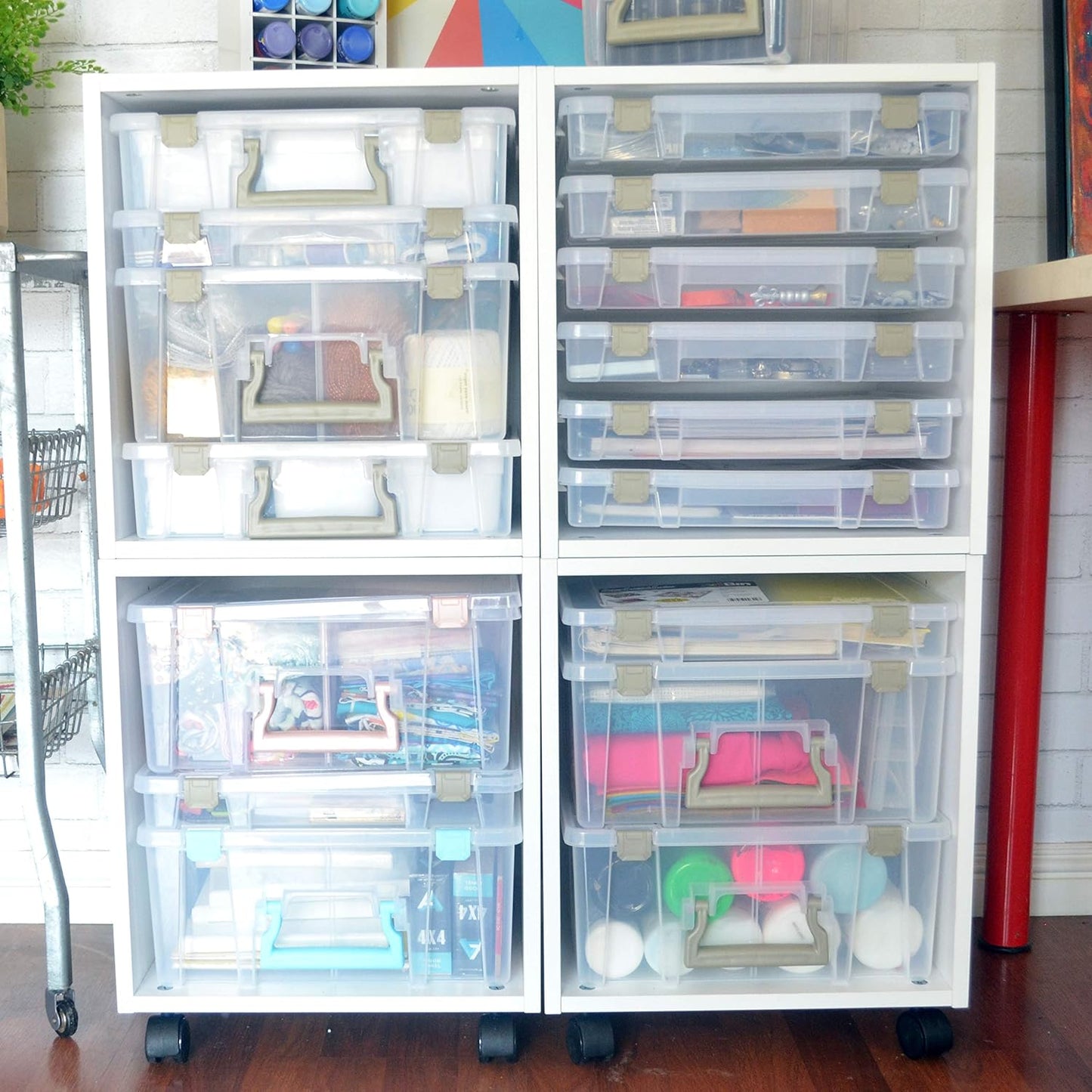 ArtBin 9101AB Super Satchel Slim with Removable Dividers, Art & Craft Organizer, [1] Plastic Storage Case, Clear, Divided Compartments