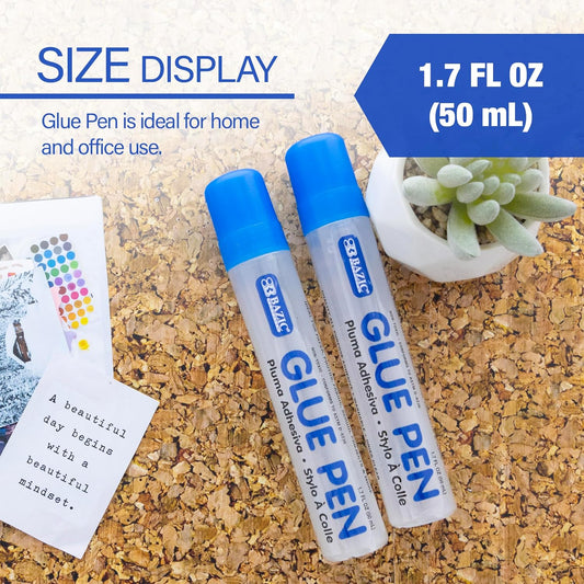 BAZIC Products Washable Glue Pen 1.7 Oz. (50 mL), Liquid Clear Glues Bond Adhesive for Art Crafts Project at School Home Office (2/Pack), 24-Pack
