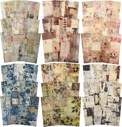 Vintage Perforated Paper Set, 60PCS Retro Ephemera for Scrapbooking Journaling Collage Planner DIY Craft