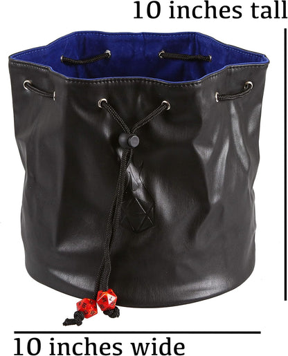 Forged Dice Co. Pouch of The Endless Hoard Dice Bag - Holds Over 1,000 Polyhedral Dice - Dice Storage Bag with 7 Pockets - Perfect for Bulk Dice - Black/Blue