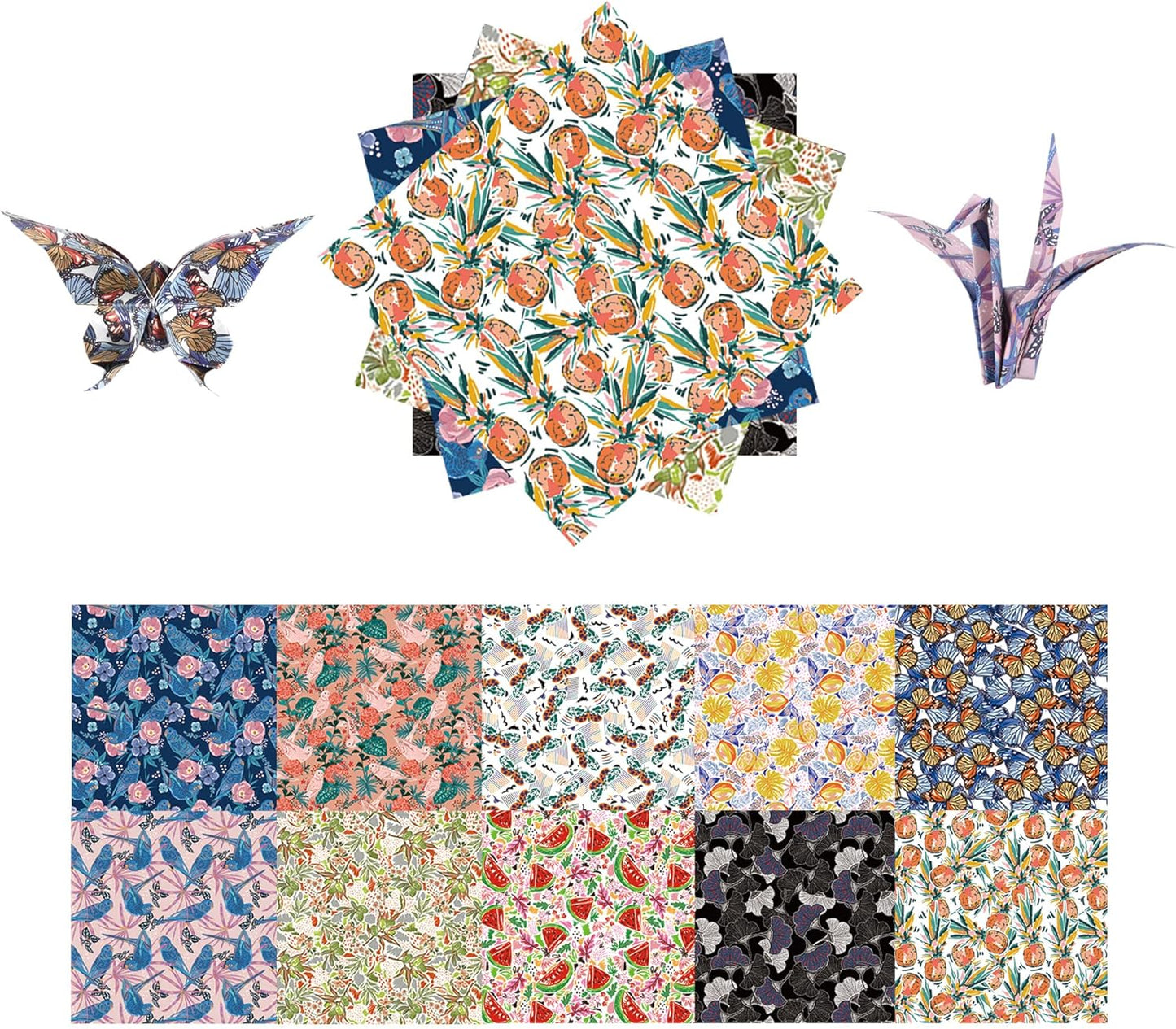 Origami Paper Kit 50 Sheets 6 Inch Square Double Sided Color 10 Vivid Colors for Hand Crafts Origami Paper Arts Creativity.Flowers and Birds - Crafty Corner
