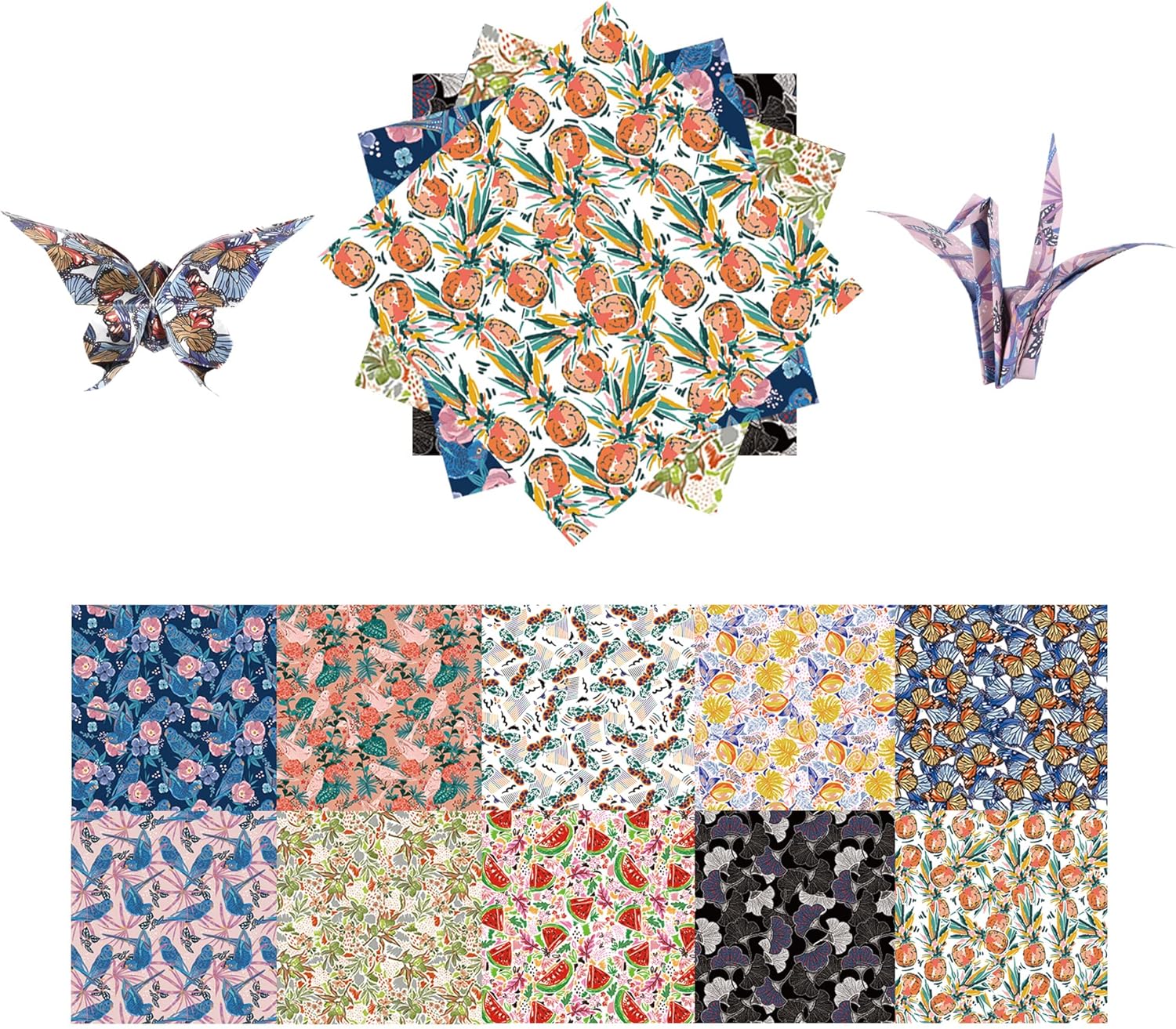 Origami Paper Kit 50 Sheets 6 Inch Square Double Sided Color 10 Vivid Colors for Hand Crafts Origami Paper Arts Creativity.Flowers and Birds - Crafty Corner