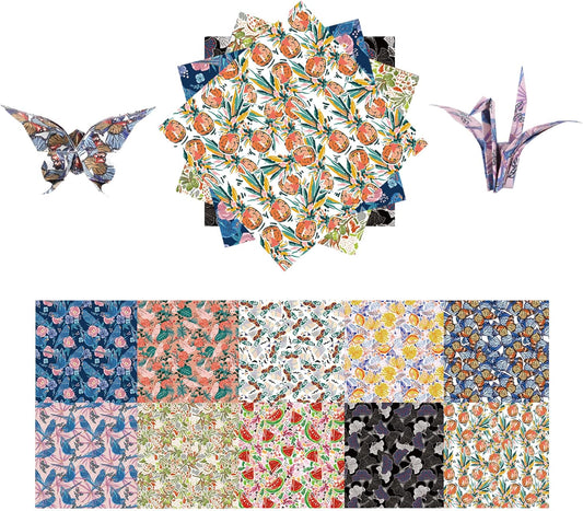 Origami Paper Kit 50 Sheets 6 Inch Square Double Sided Color 10 Vivid Colors for Hand Crafts Origami Paper Arts Creativity.Flowers and Birds - Crafty Corner