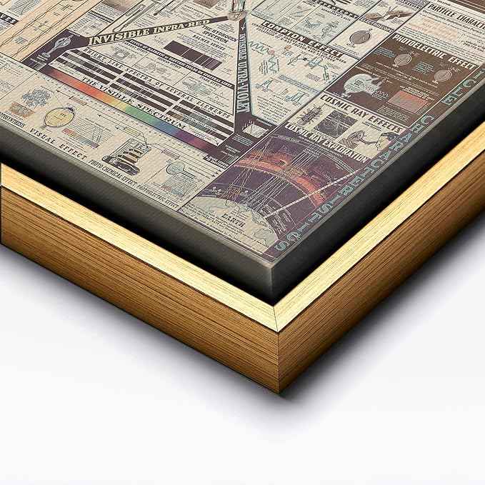 Poster Master Science Canvas - Chart of Electromagnetic Radiations Print - Electric Waves Art - Gift for Teacher, Student - Great Decor for Classroom, Library, Dorm - 8x10 Gold Framed Canvas