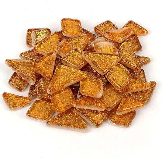 Milltown Merchants™ Burnt Orange Glitter Mosaic Tile Pieces - Bulk Tangerine Sparkle Mosaic Tiles - 3 Pound (48 oz) Shimmer Tile Assortment for Backsplash, Stepping Stones, and Mosaics