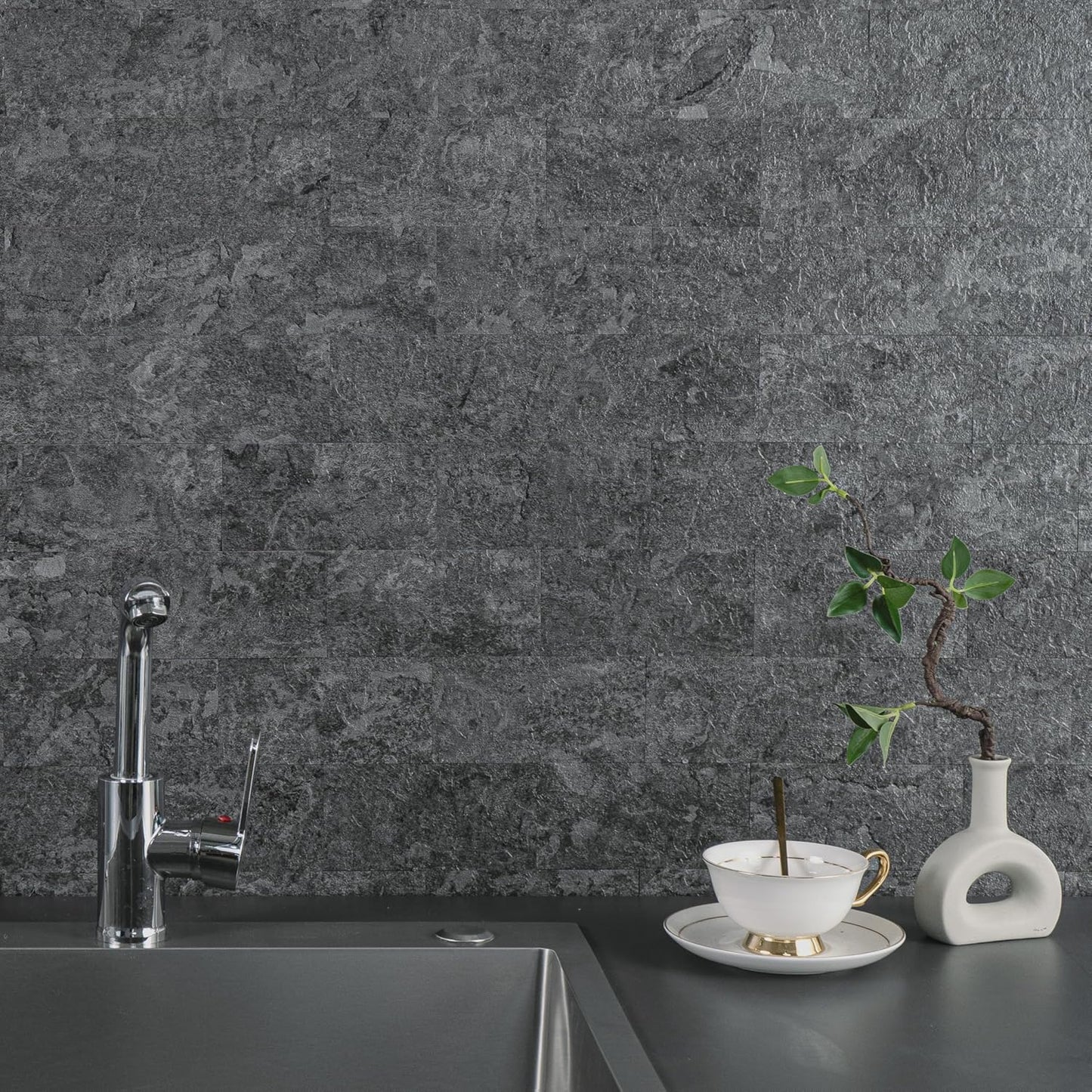 100 Pieces Peel and Stick Backsplash for Kitchen, 3" x 6" PVC Subway Tile 2026 Upgraded Gray Concrete Stone Backsplash Stick on Tile Elevate Kitchen Fireplace RV