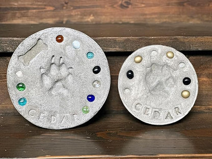 DIY Paw Print Kit for Pets, Personalized Memorial Stepping Stones for Gifts and Pets, Pet Garden Stone (10 Inch, Green)