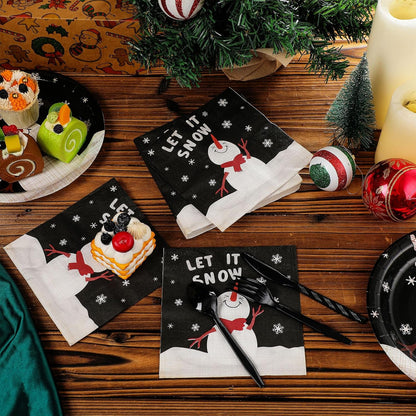 60 Pcs Snowman Cocktail Paper Napkins 6. 5 x 6. 5 Inches Disposable Paper Napkins Dessert Beverage Napkin for Decoupage Luncheon Napkin for Party Wedding Birthday